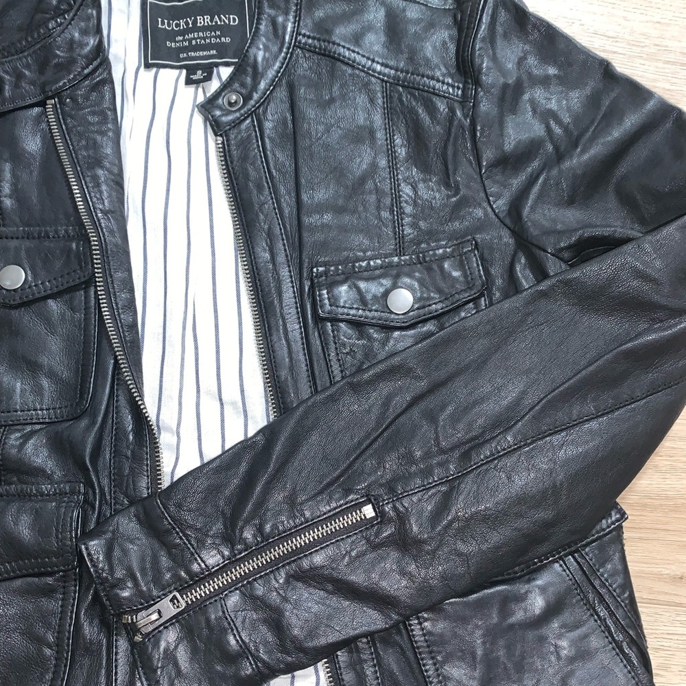 Black 100% Lamb Leather Jacket from Lucky Brand